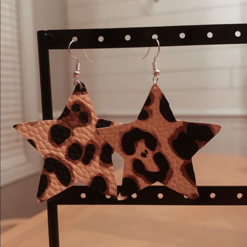 star cheetah earrings